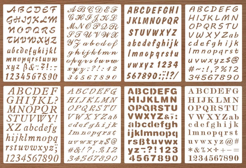 SKATAN Pack of 8 Plastic Alphabet Letter Number Drawing Painting Stencils Sets for Scrapbook/DIY Painting Craft Projectsï¼ŒLetter Height is About 1 inch - Image 1